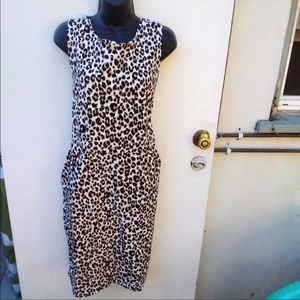 Old Navy Sheath Dress Cheetah Leopard Print Animal Pockets 18 XL stretch midi
